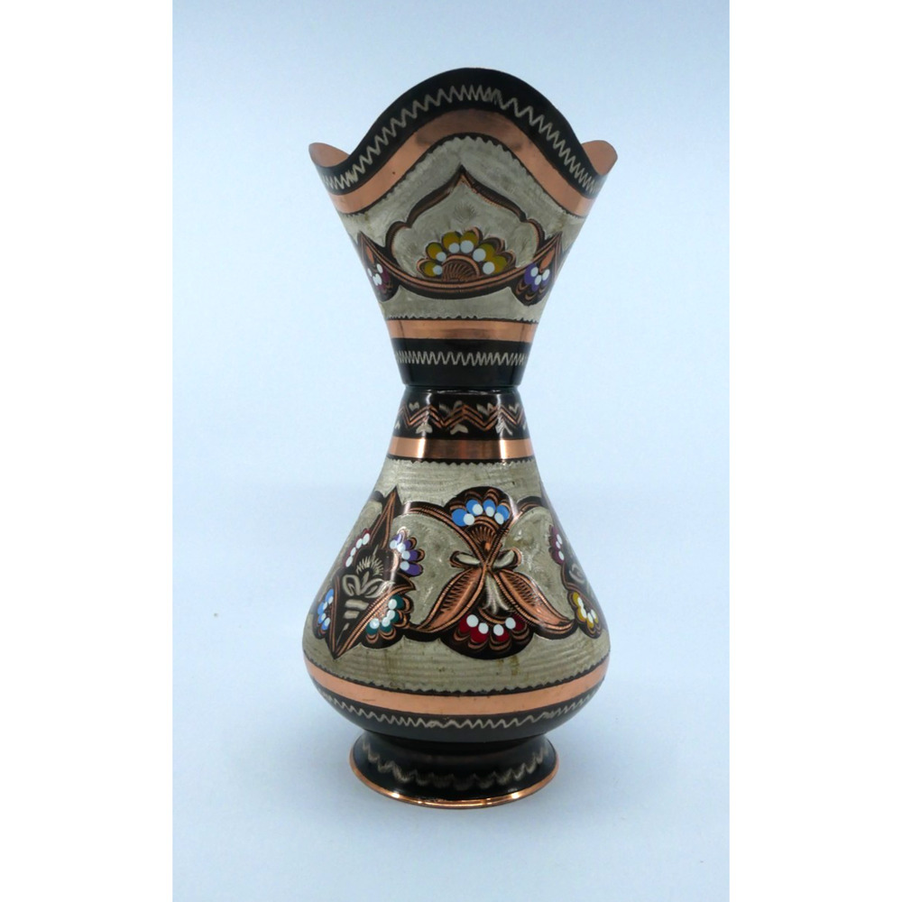 Vintage Turkish Copper Erzincanlilar Vase Hand Made In Turkey Etched/Painted
